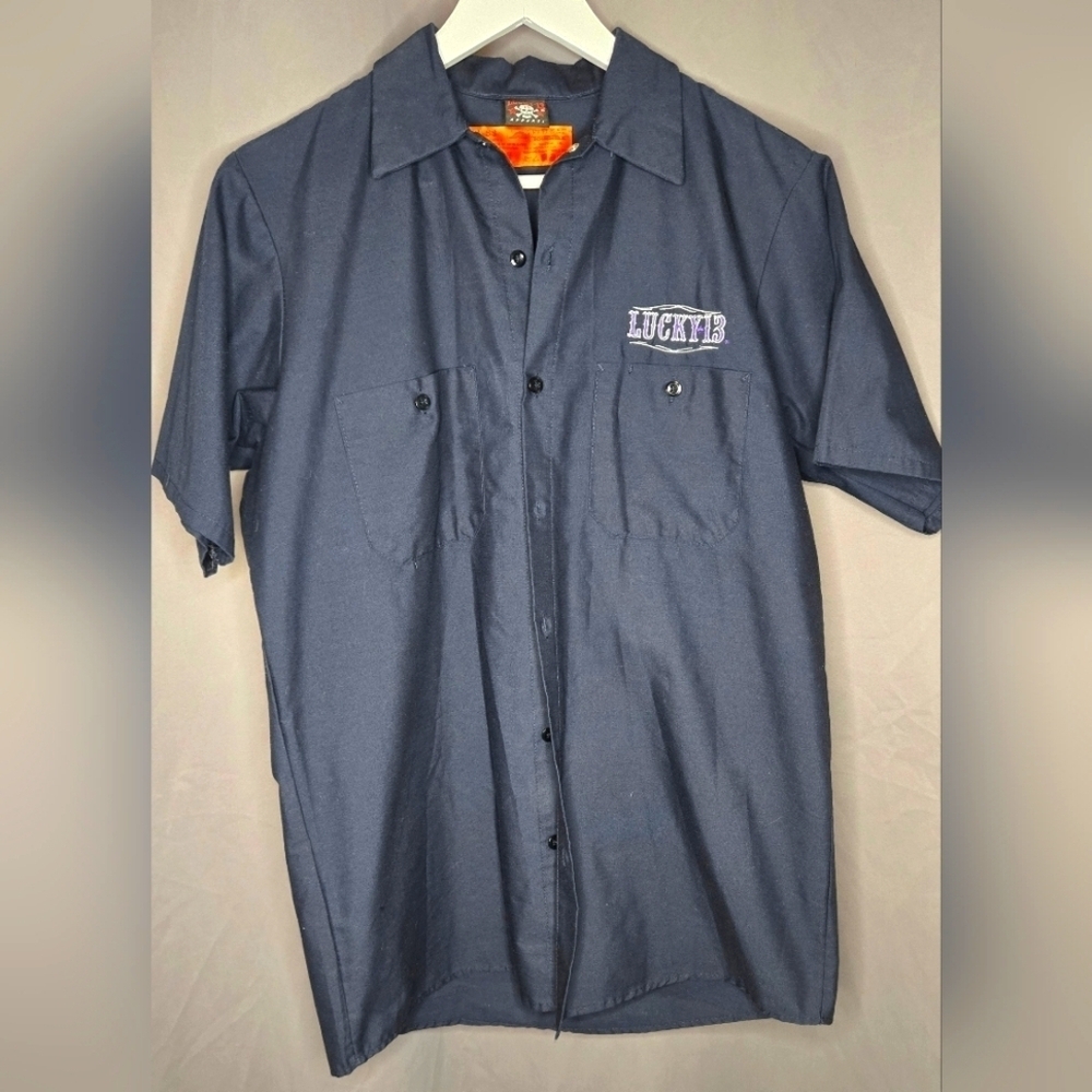 Lucky-13 Vintage Hot Rod Graphic Button Down Shirt | Size M